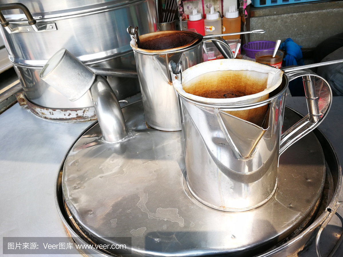 制作咖啡和茶的工具在泰国咖啡车交付